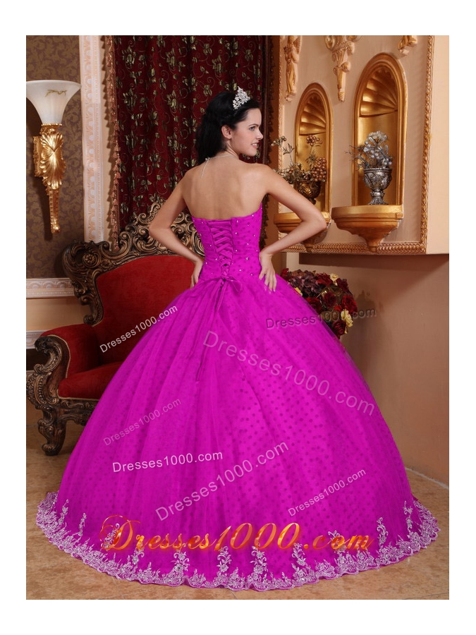 Strapless Special Fabric Quinceanera Gown with Lace Appliques