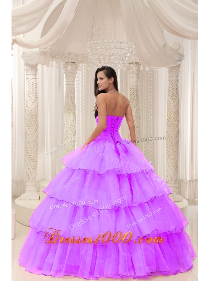 Sweetheart Beading and Ruffled Layers Sweet 16 Dresses with Organza