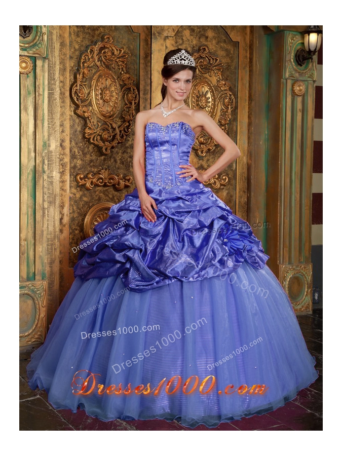 Exquisite Purple Puffy Sweetheart Beading and Appliques Quinceanera Dress for 2014