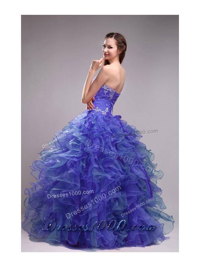 Sweetheart Blue Sweet Sixteen Dresses with Ruffles and Appliques