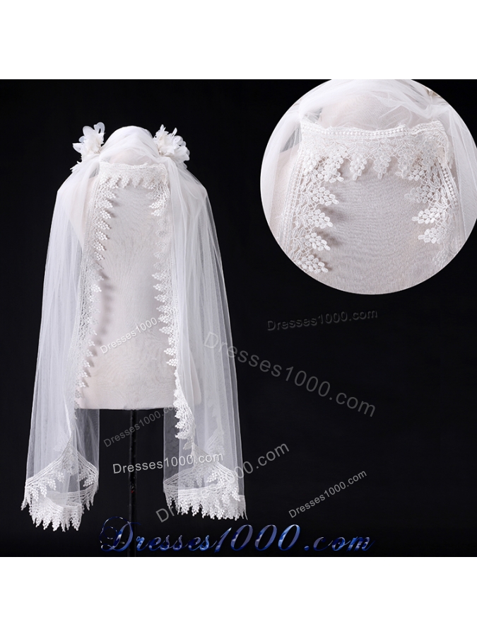Cheap One-Tier Lace Edge Drop Veil Wedding Veils