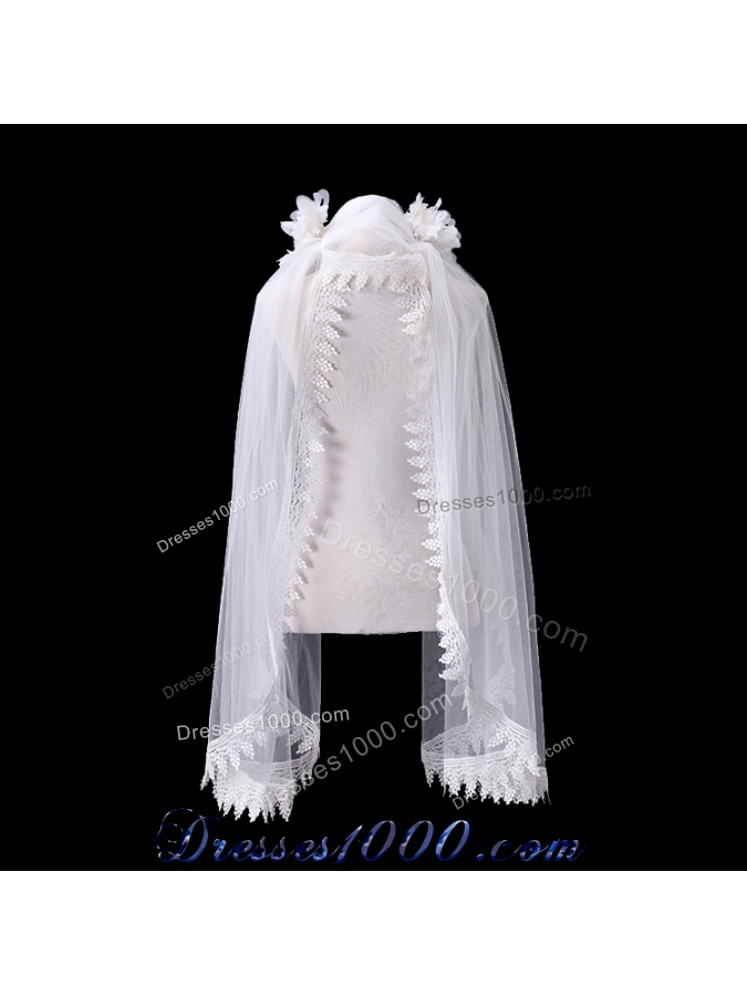 Cheap One-Tier Lace Edge Drop Veil Wedding Veils