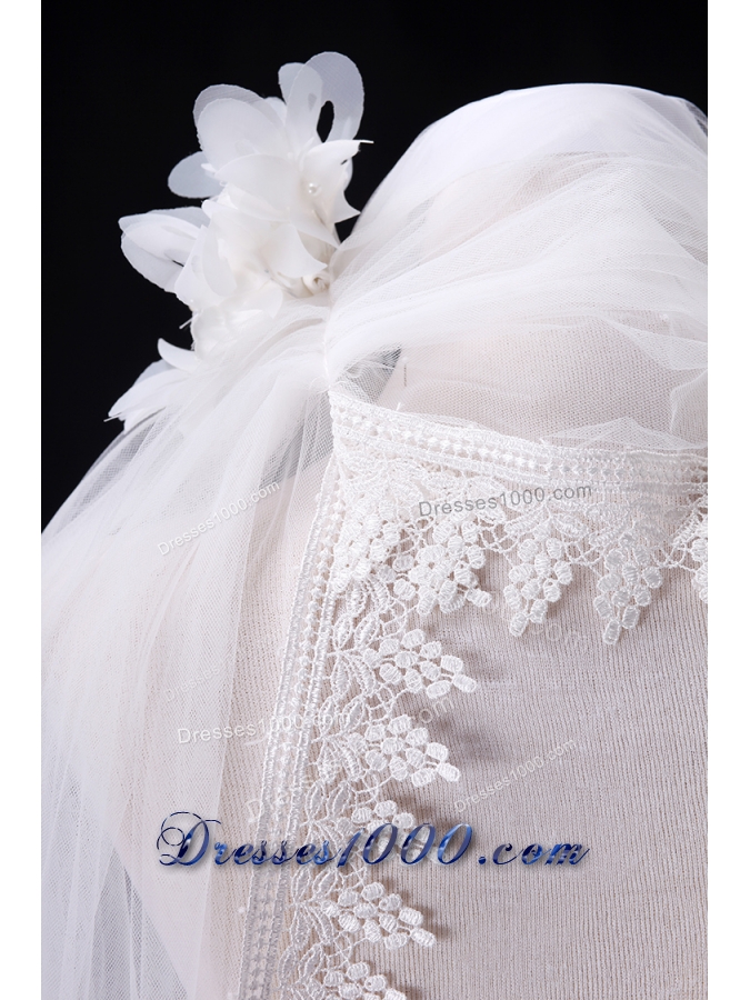 Cheap One-Tier Lace Edge Drop Veil Wedding Veils