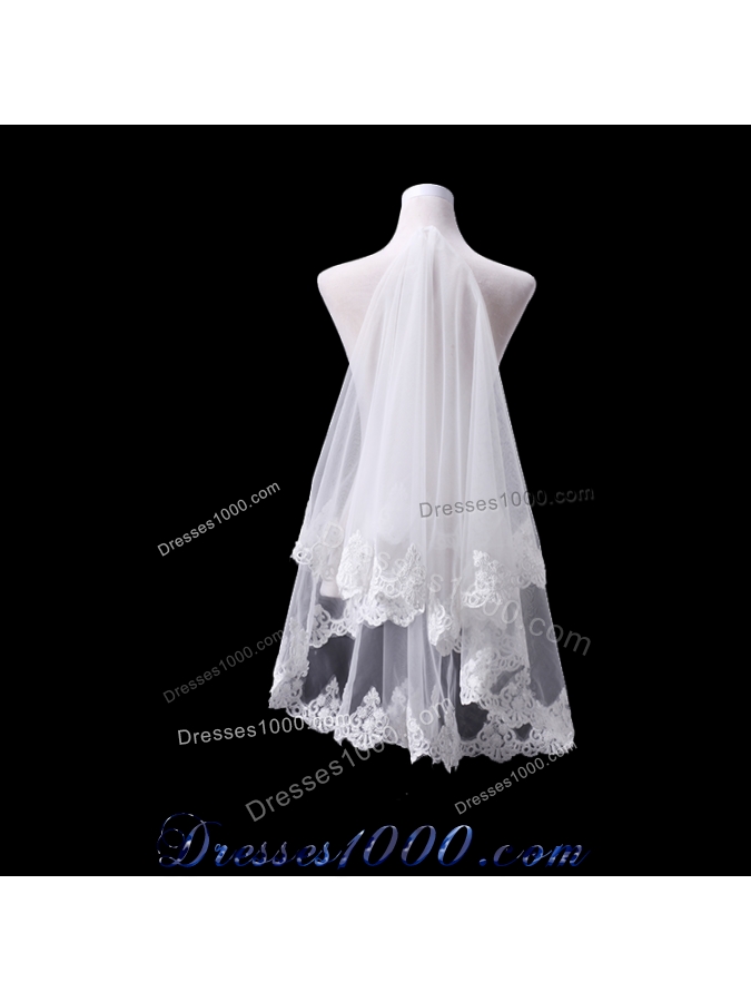 Eelgant One-Tier Angle Cut Bridal Veils with Lace Edge