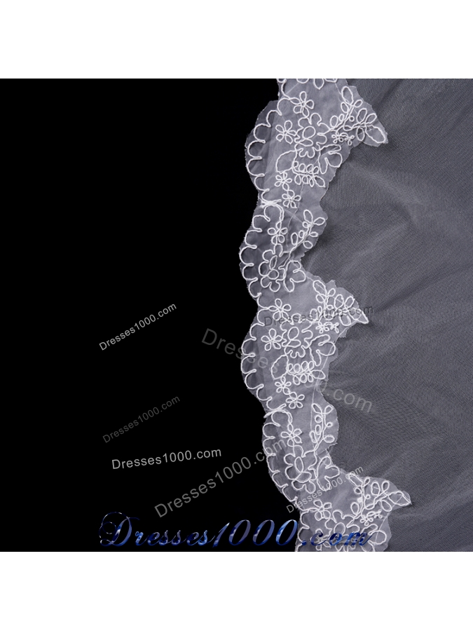 Elegant One-Tier Lace Edge Elbow Veils for Wedding Party
