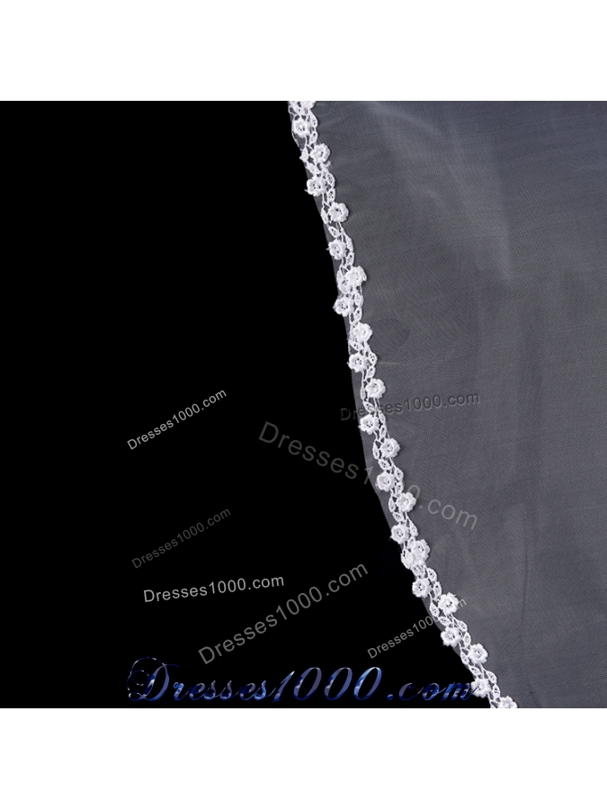 Fairy Two-Tier with Lace Angle Cut Edg Wedding Veils