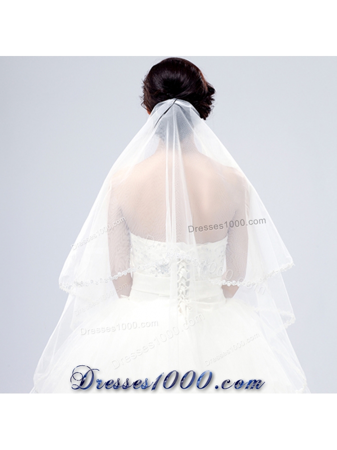 Fairy Two-Tier with Lace Angle Cut Edg Wedding Veils