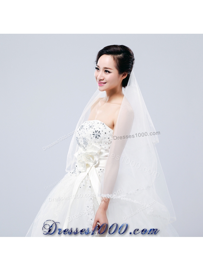 Fairy Two-Tier with Lace Angle Cut Edg Wedding Veils