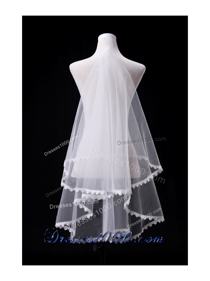 Graceful One-Tier Lace Edge Elbow Veils for Wedding Party