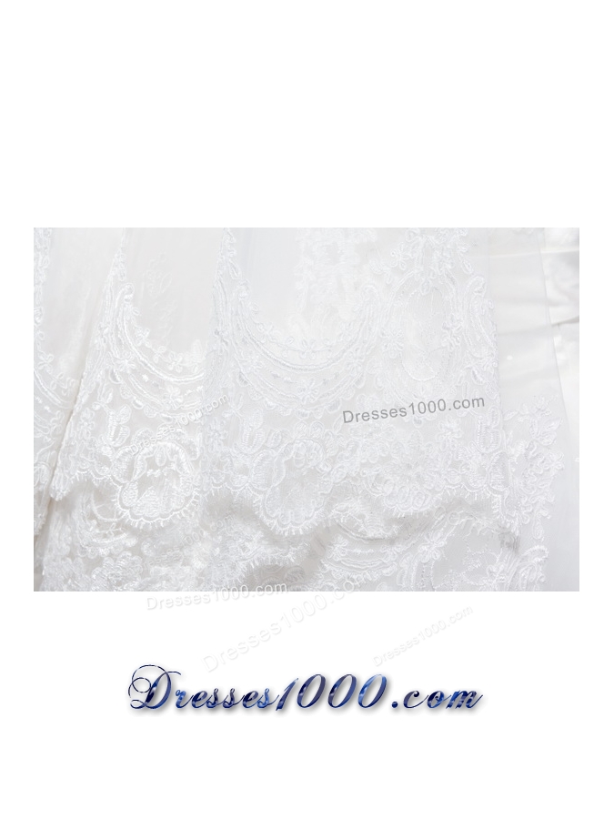 One-Tier Drop Veil Bridal Veils with Lace Appliques Edge