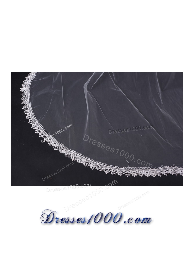 One-Tier Drop Veil Scalloped Edge Angle Cut Wedding Veils
