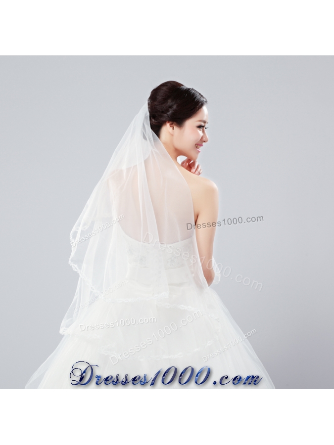 Two-Tier Tulle Bridal Veils with Ribbon Edge
