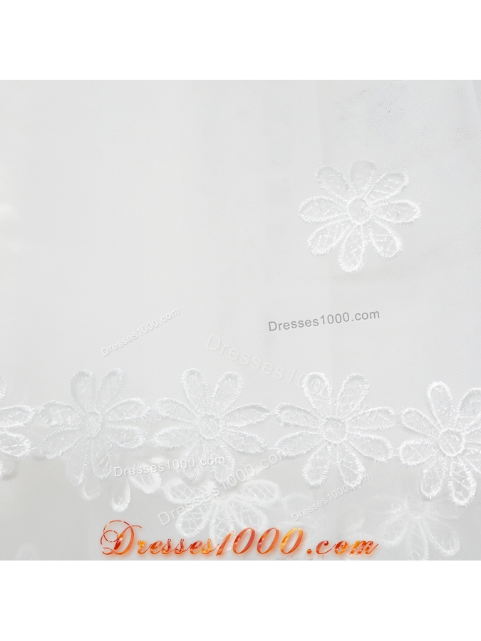 2014 Two-Tier Tulle Elbow Veils with Lace Edge