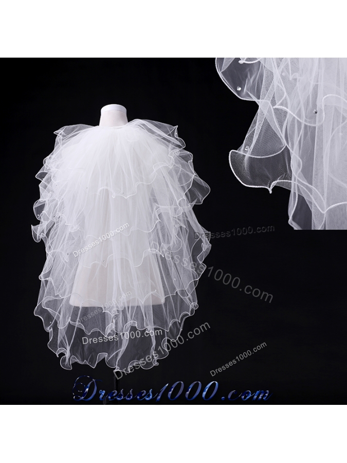 Multi-Tier Pencil Edge Elbow Bridal Veils Whites Bridal Veils