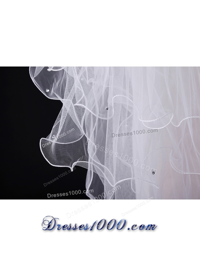 Multi-Tier Pencil Edge Elbow Bridal Veils Whites Bridal Veils