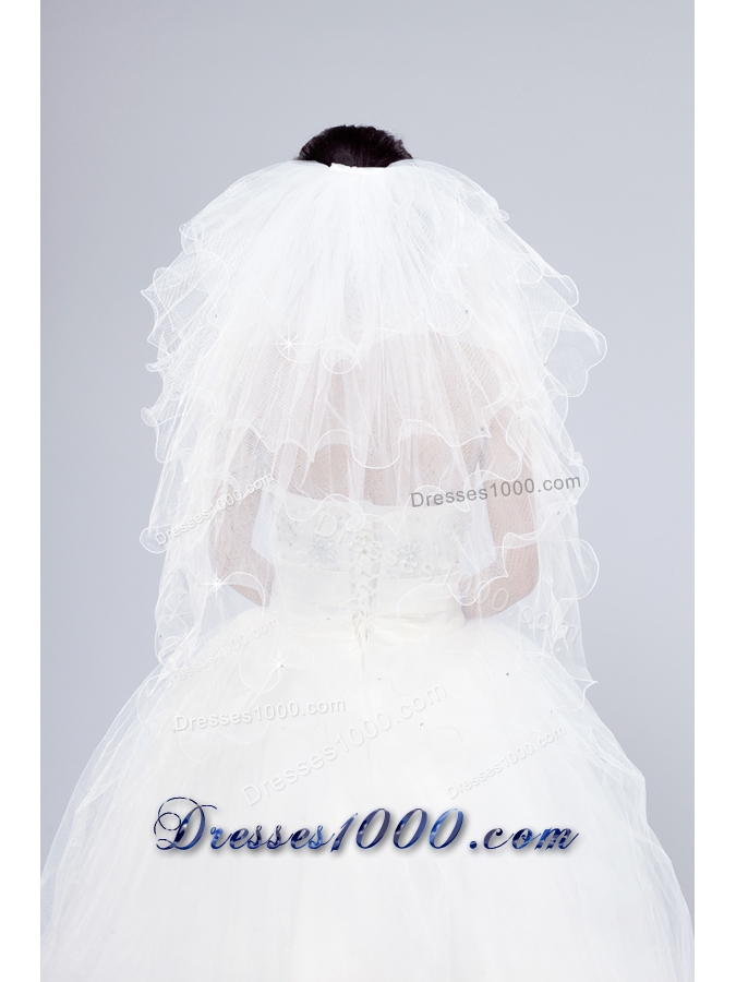 Multi-Tier Pencil Edge Elbow Bridal Veils Whites Bridal Veils