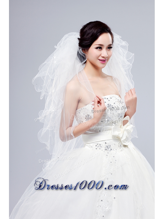 Multi-Tier Pencil Edge Elbow Bridal Veils Whites Bridal Veils