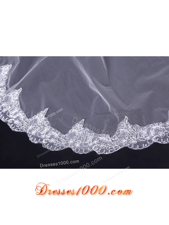 One-Tier Cut Edge White Classic Chapel Bridal Veils