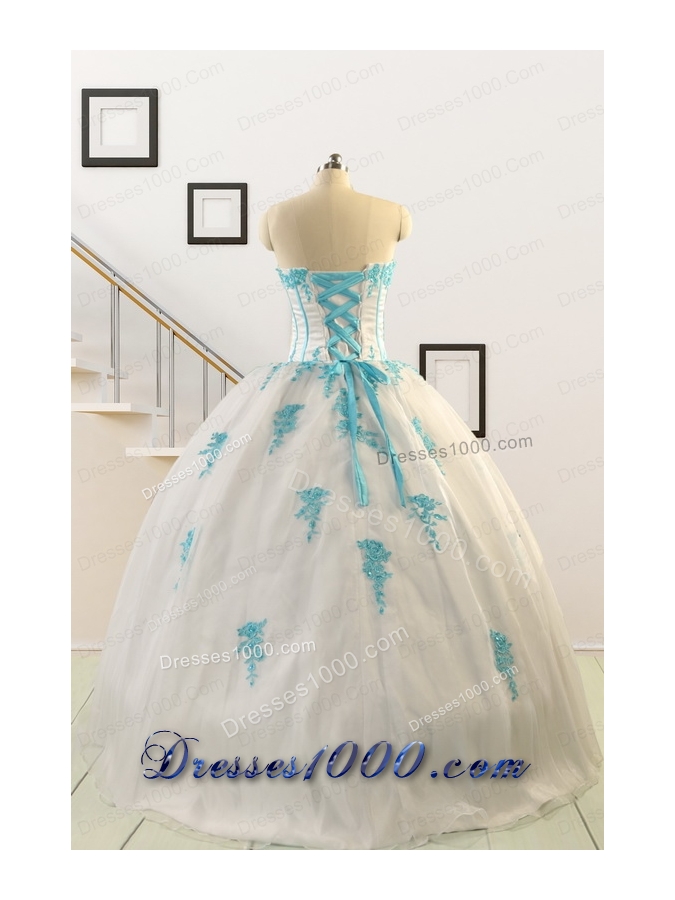 2015 Affordable White Quinceanera Dresses with Appliques