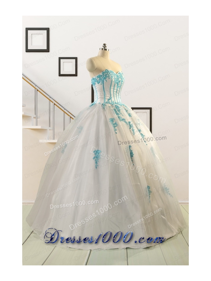 2015 Affordable White Quinceanera Dresses with Appliques