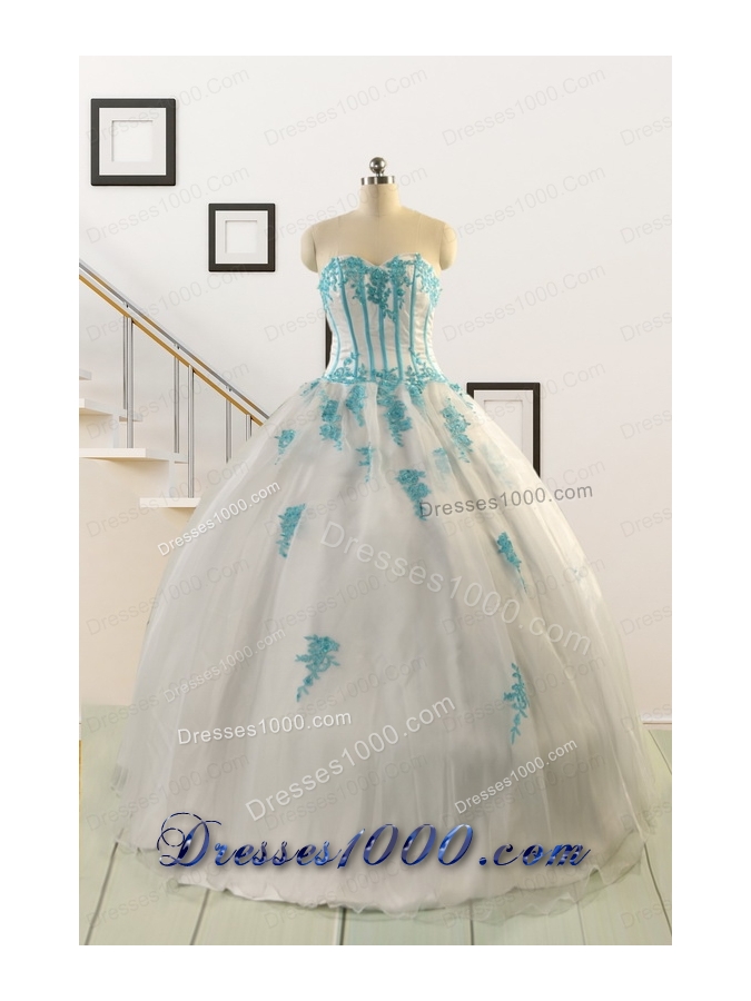 2015 Affordable White Quinceanera Dresses with Appliques