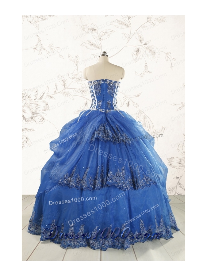 2015 Royal Blue Quinceanera Dresses with Appliques