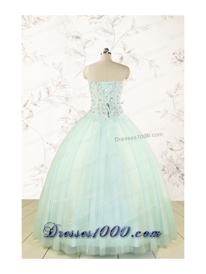 Cheap 2015 Light Blue Sweet 15 Dresses with Beading