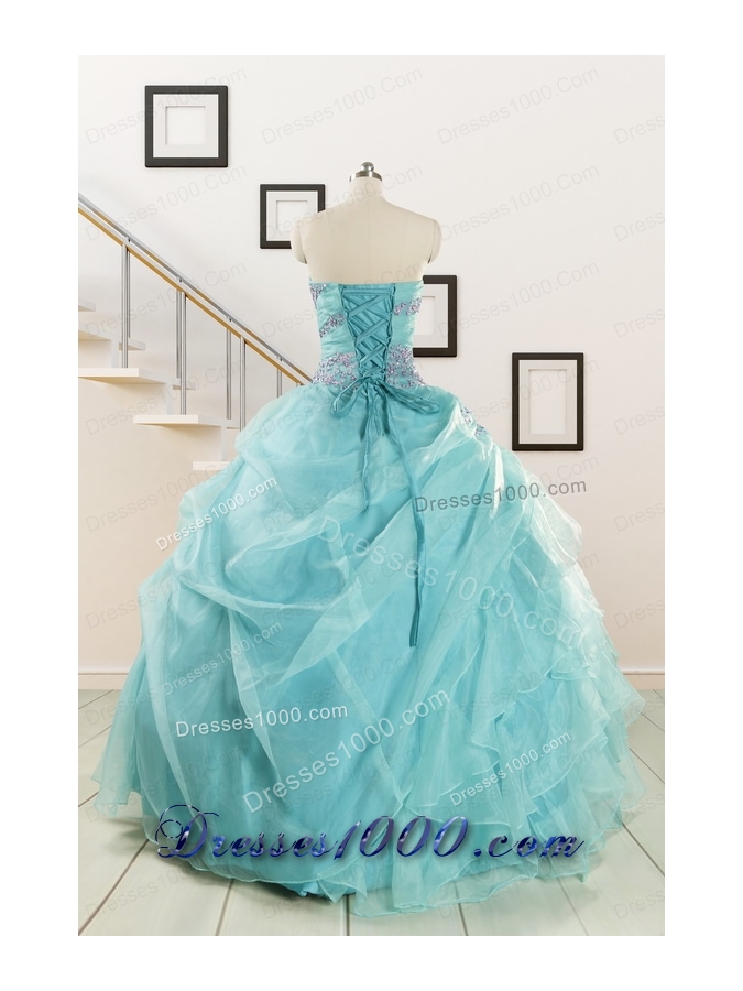 Sweetheart Organza Beading and Ruffles Quinceanera Dresses for 2015
