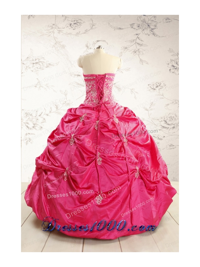 2015 Beautiful Strapless Quinceanera Dress with Appliques