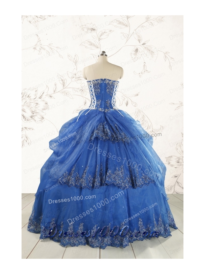 2015 Cheap Appliques Quinceanera Dresses in Royal Blue