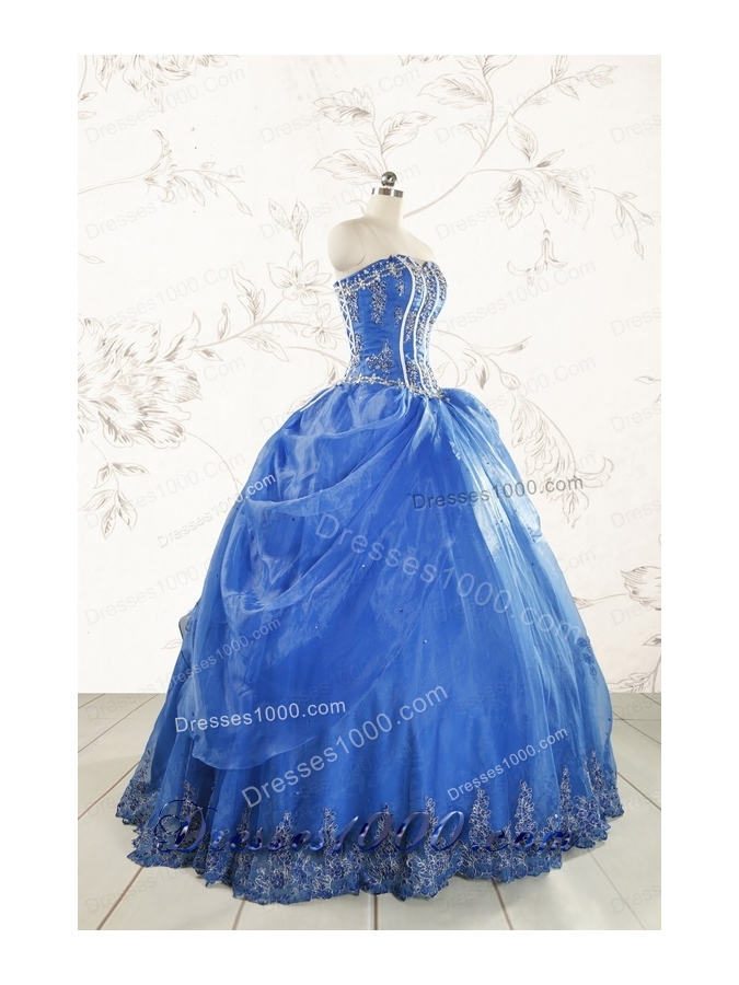 2015 Cheap Appliques Quinceanera Dresses in Royal Blue