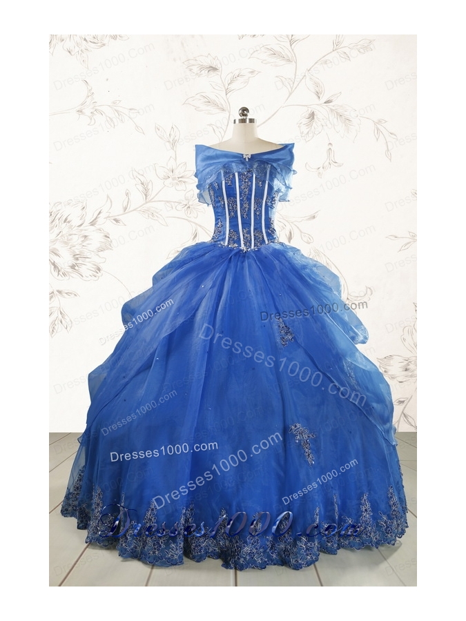 2015 Cheap Appliques Quinceanera Dresses in Royal Blue