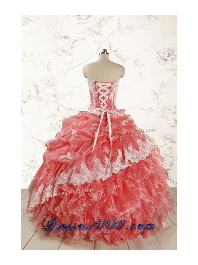 2015 Fashionable Strapless Watermelon Quinceanera Dresses