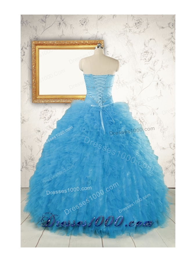 2015 Most Popular Baby Blue Quinceanera Dresses with Beading