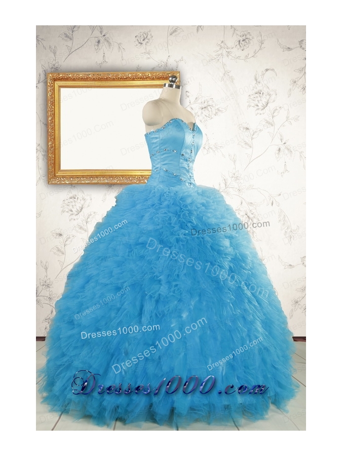 2015 Most Popular Baby Blue Quinceanera Dresses with Beading