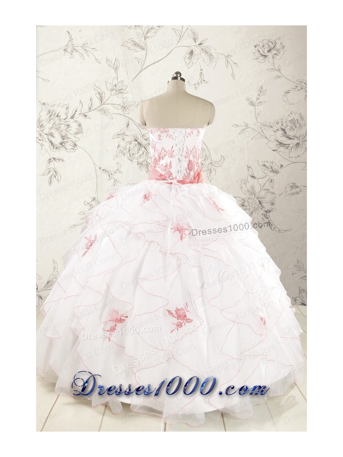 2015 Pretty Appliques and Ruffles Quinceanera Dresses with Strapless