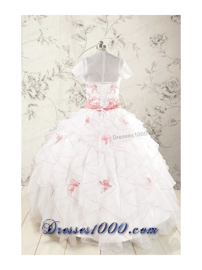 2015 Pretty Appliques and Ruffles Quinceanera Dresses with Strapless