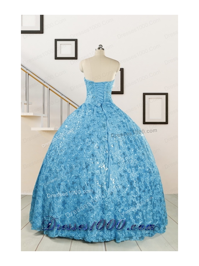 2015 Unique Sweetheart Ball Gown Quinceanera Dress in Baby Blue
