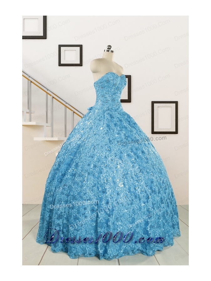 2015 Unique Sweetheart Ball Gown Quinceanera Dress in Baby Blue