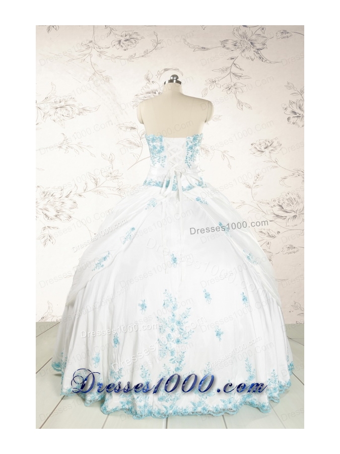 Appliques Pretty Quinceanera Dresses in White for 2015