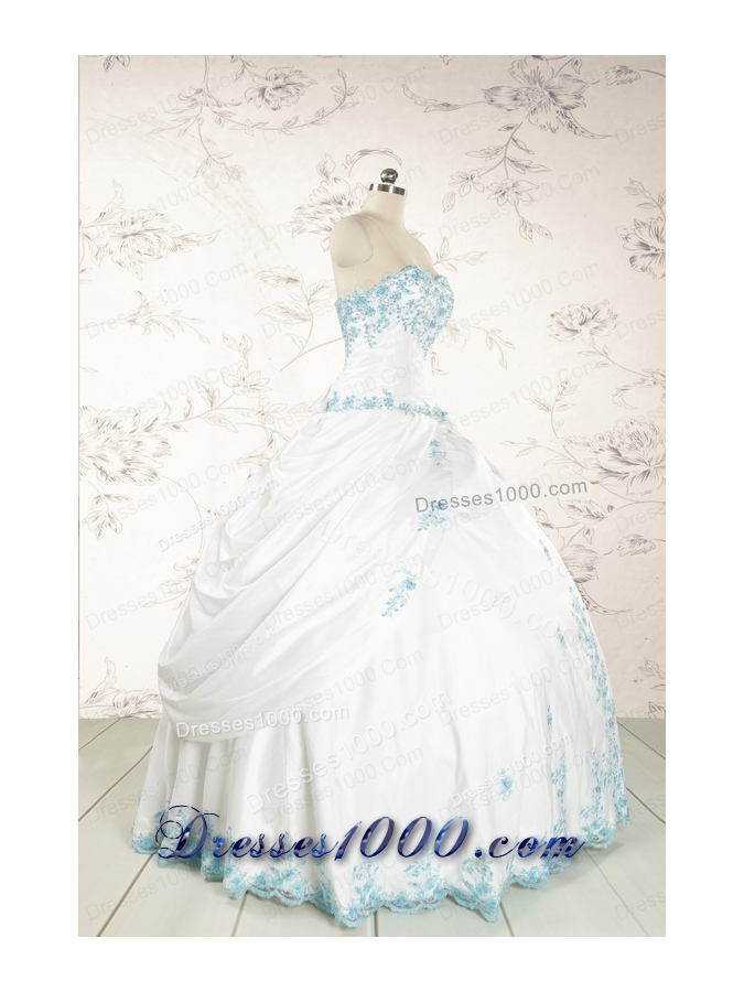 Appliques Pretty Quinceanera Dresses in White for 2015