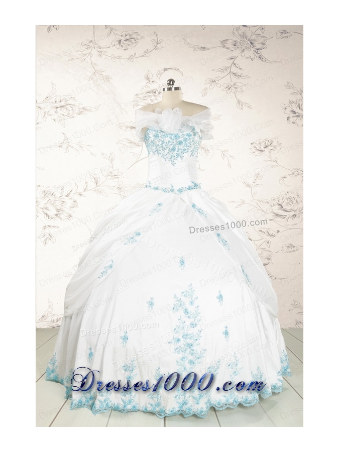 Appliques Pretty Quinceanera Dresses in White for 2015
