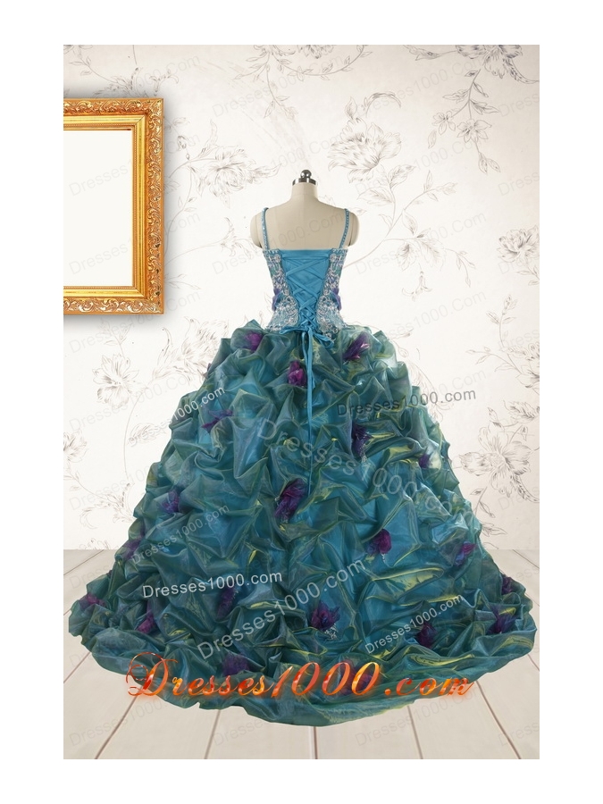 Beautiful Multi-color Straps Appliques Quinceanera Dresses for 2015