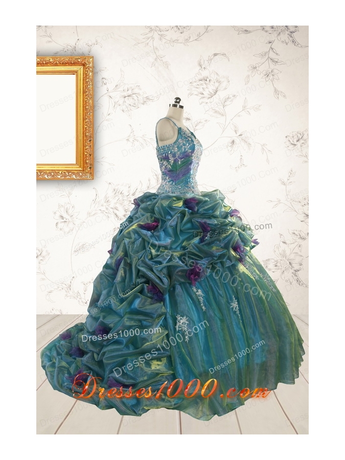 Beautiful Multi-color Straps Appliques Quinceanera Dresses for 2015