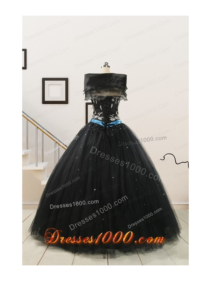 Cheap Black Quinceanera Dresses with Appliques