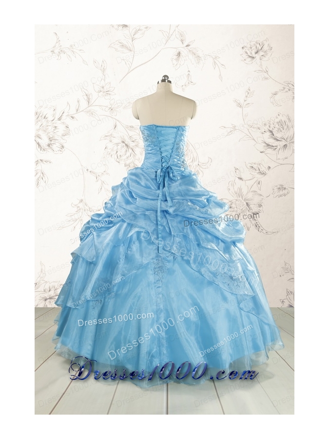 Elegant Appliques Aqua Blue Quinceanera Dresses