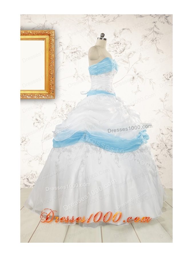 Elegant Ball Gown Quinceanera Dress in White and Baby Blue