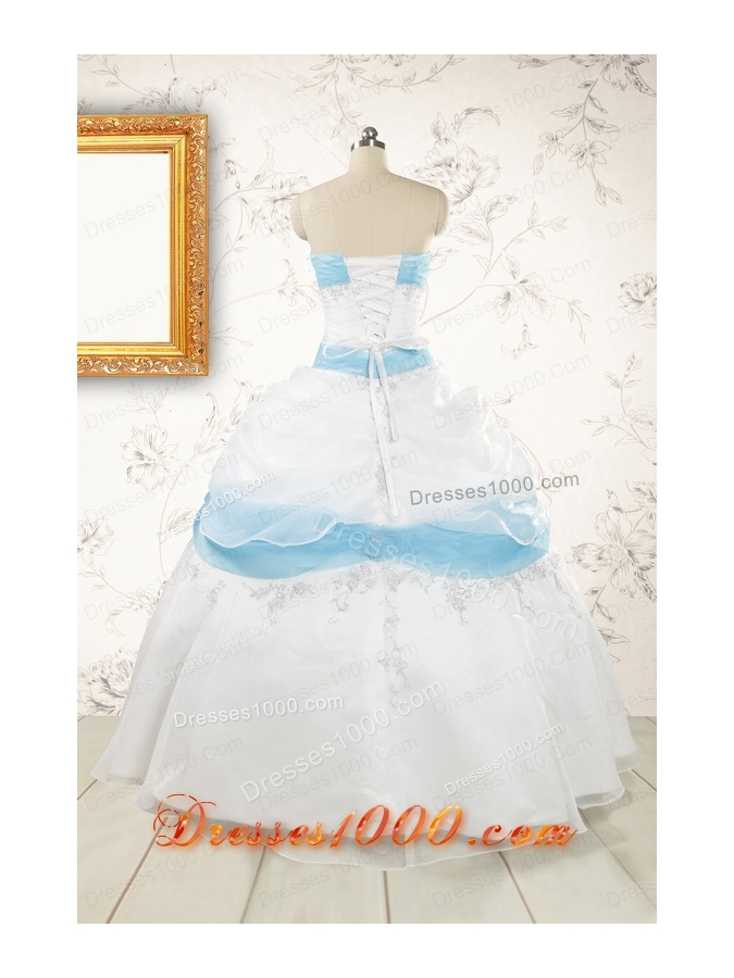 Elegant Ball Gown Quinceanera Dress in White and Baby Blue
