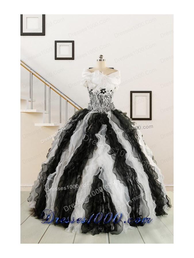 Exclusive Black and White Quinceanera Dresses with Zebra and Ruffles