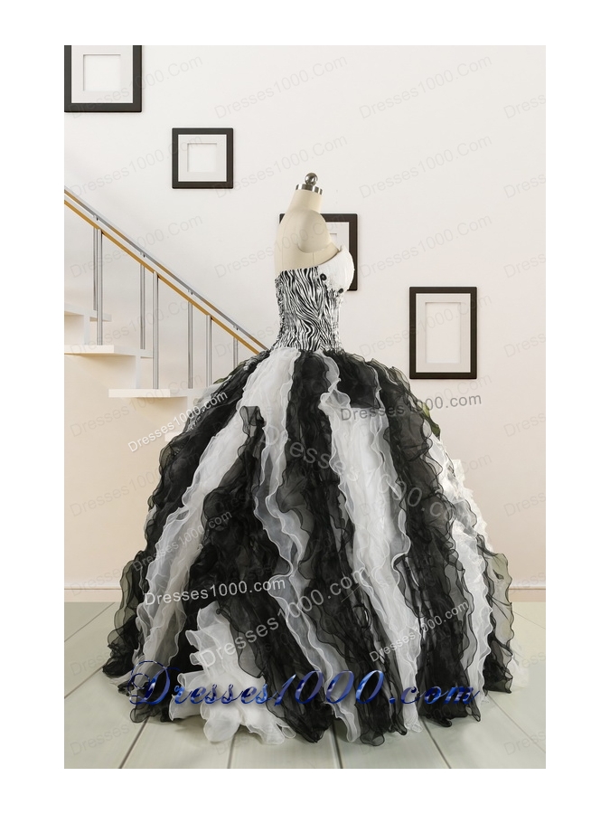 Exclusive Black and White Quinceanera Dresses with Zebra and Ruffles
